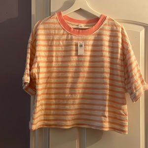 NWT Old Navy Pink and Cream Striped Crop Top